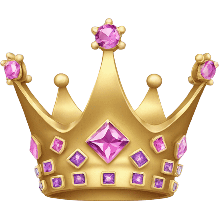 Gold crown with pink and purple diamonds emoji