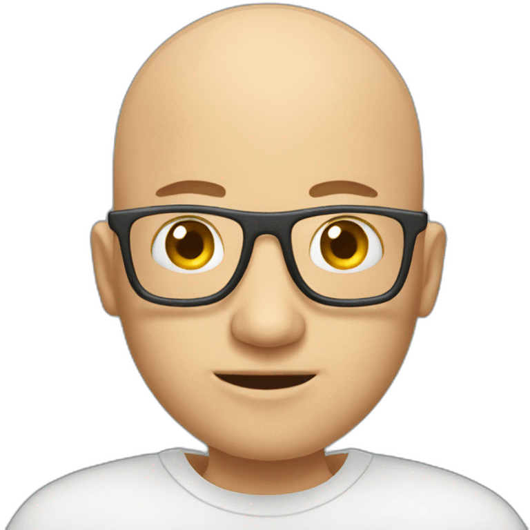 bald man with knob taking a picture emoji