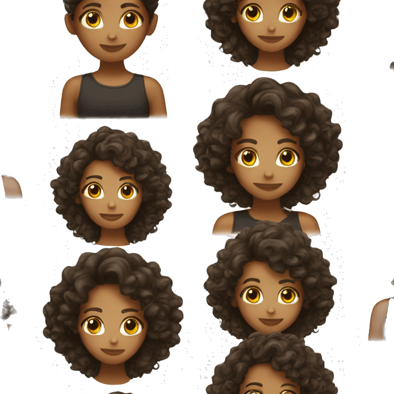 pretty tan girl with dark brown curly hair emoji