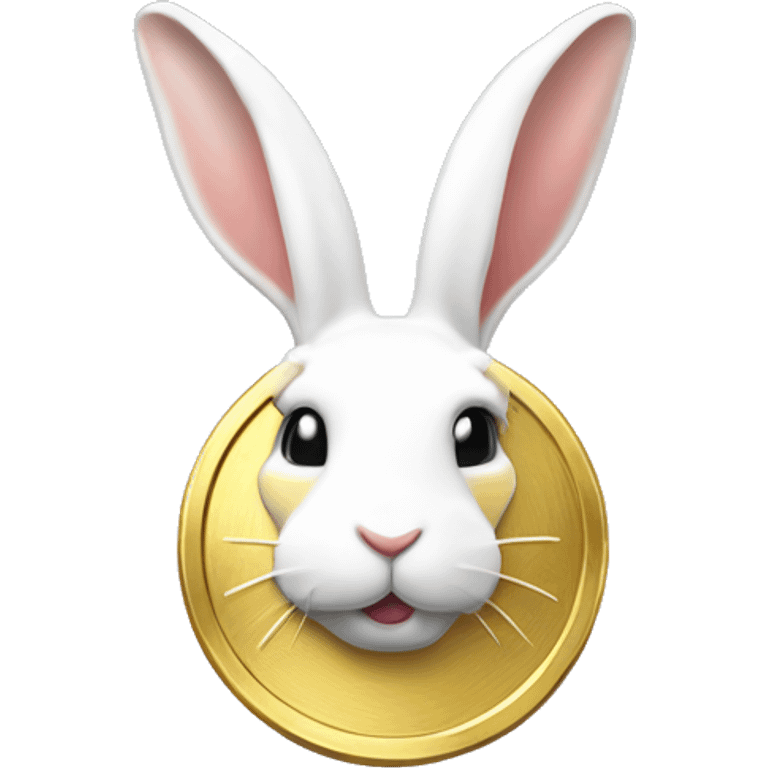 white rabbite coin, cryptocoin, gold coin emoji