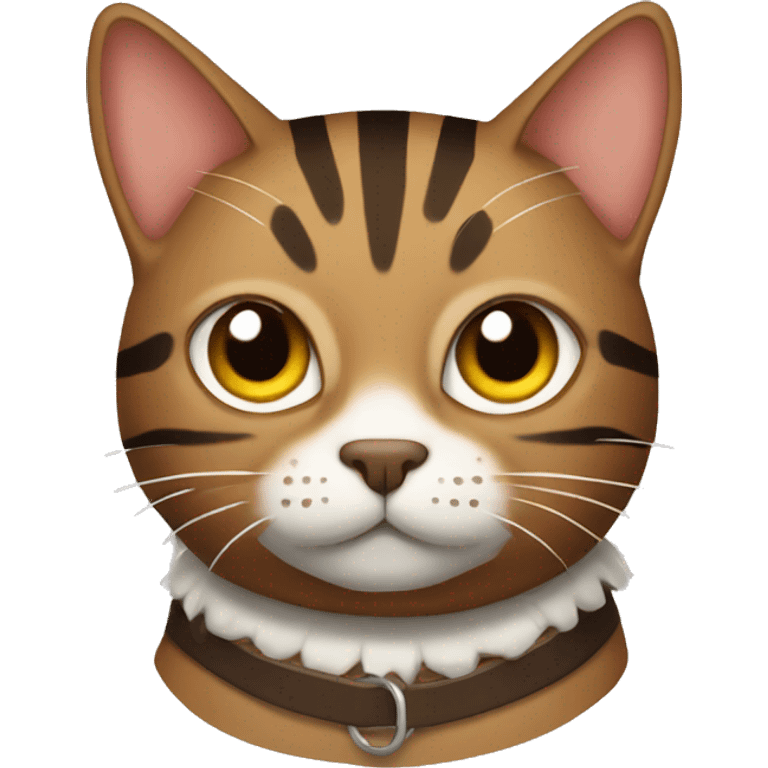 brown striped cat with spike collar emoji