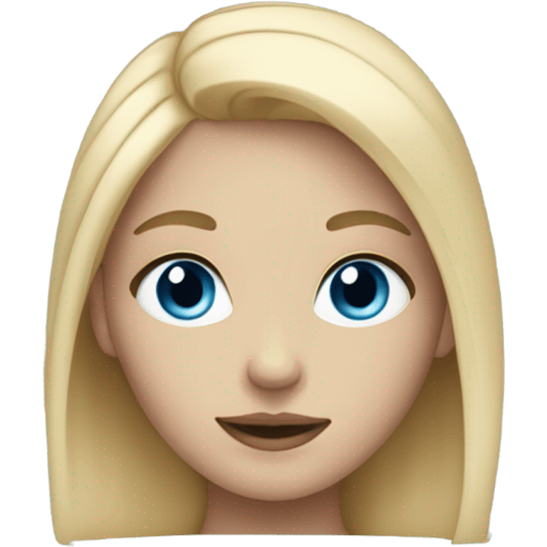 a girl with blue eyes and blond hair and blue body color emoji