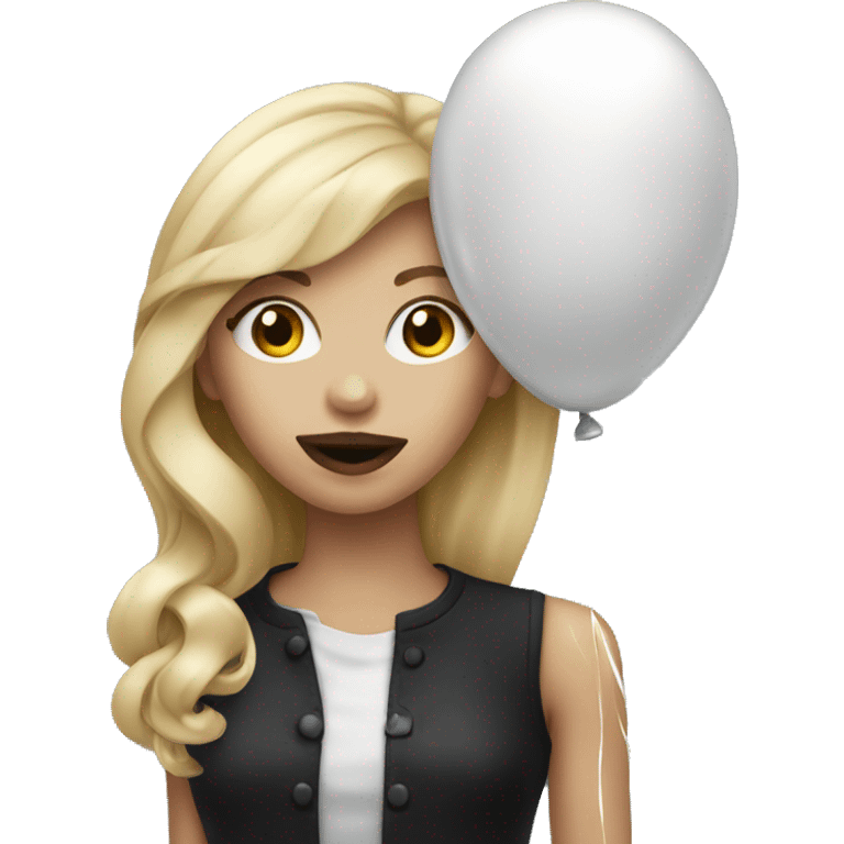 A blonde fashion girl with a balloon in her mouth emoji