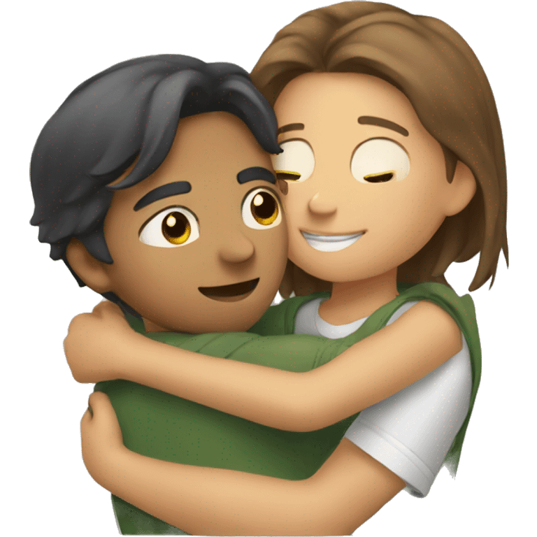 A boy hugging a girl  emoji