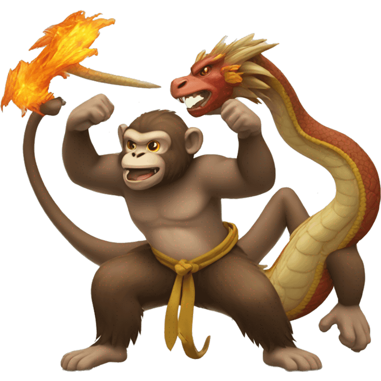 Monkey fighting dragon  emoji