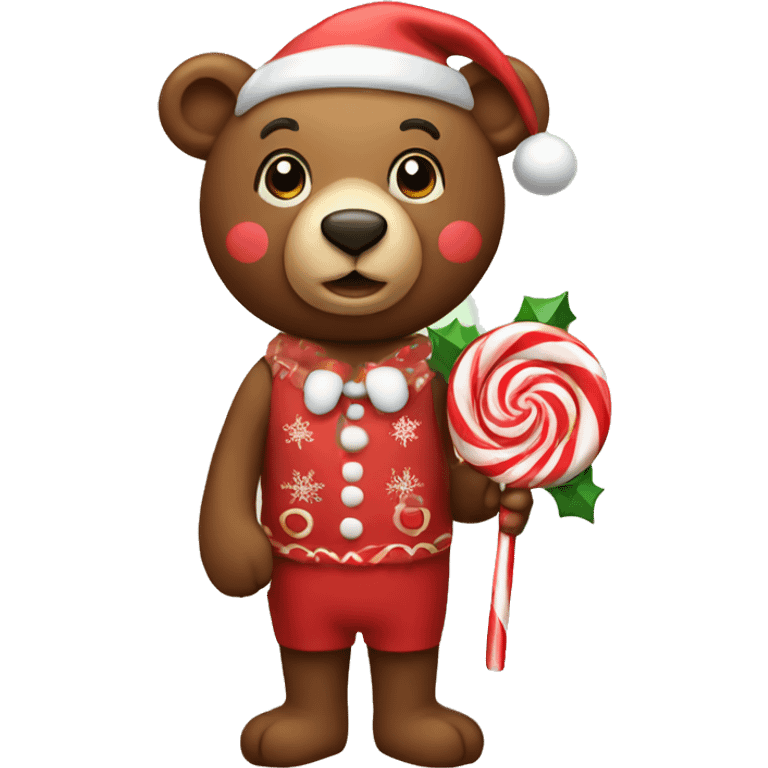 Christmas bear with lollipop  emoji