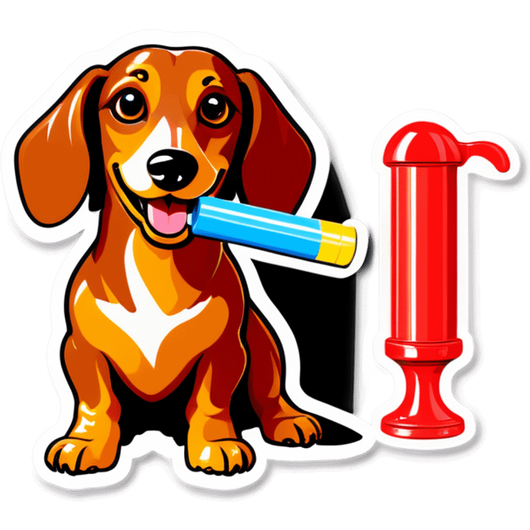 Dachshund playing with a pez dispenser  emoji