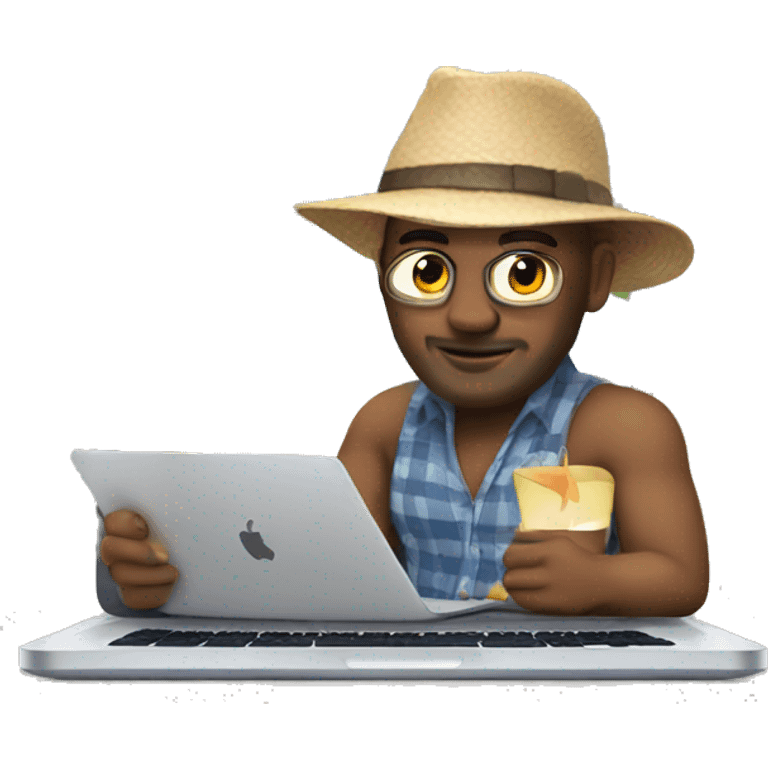 british developer working on a macbook on vacation emoji