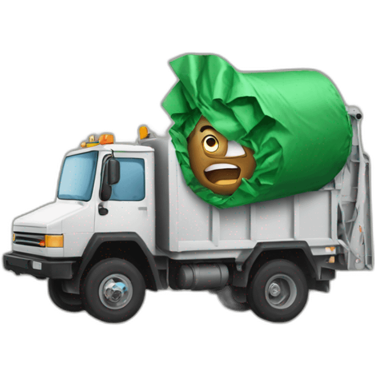 Crazy Guy Driving Garbage Truck emoji