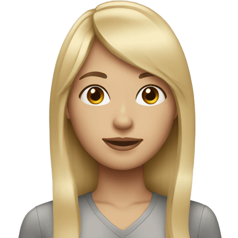 blonde woman long hair with bangs emoji