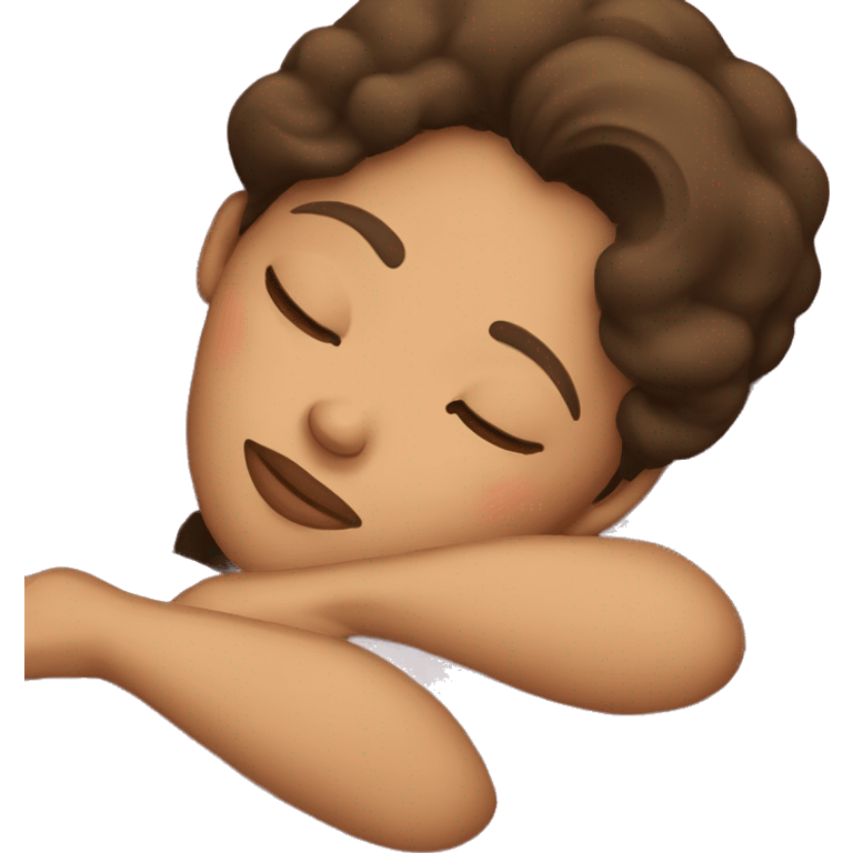 brunette girl sleeping cozy emoji