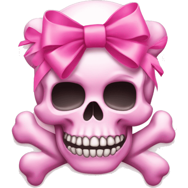 Pink Girly Skull and crossbones with pink bow  emoji