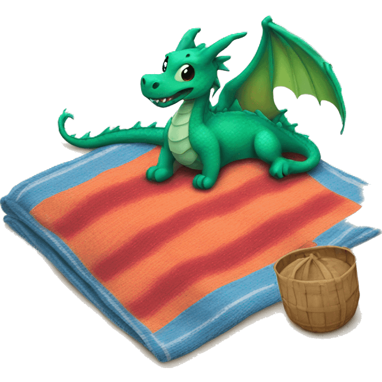 A dragon on a blanket at the beach  emoji