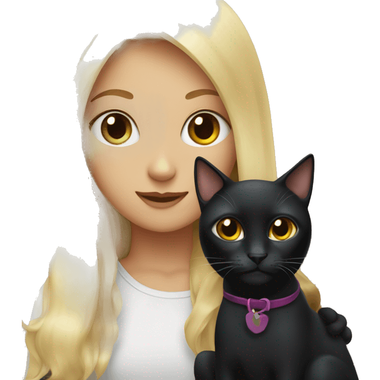 Black cat with blonde girl  emoji