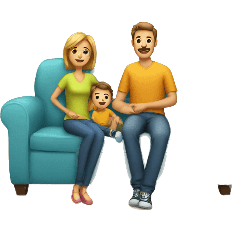 mom and dad and kid on couch emoji