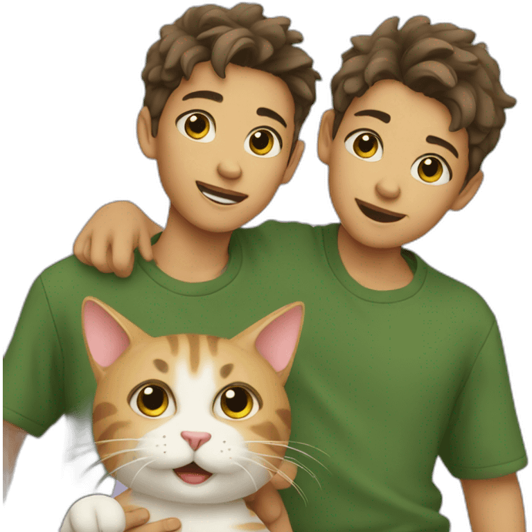 boy twins with a cat emoji