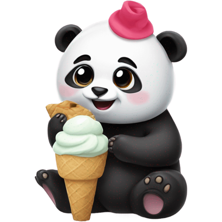 Panda eating ice cream emoji