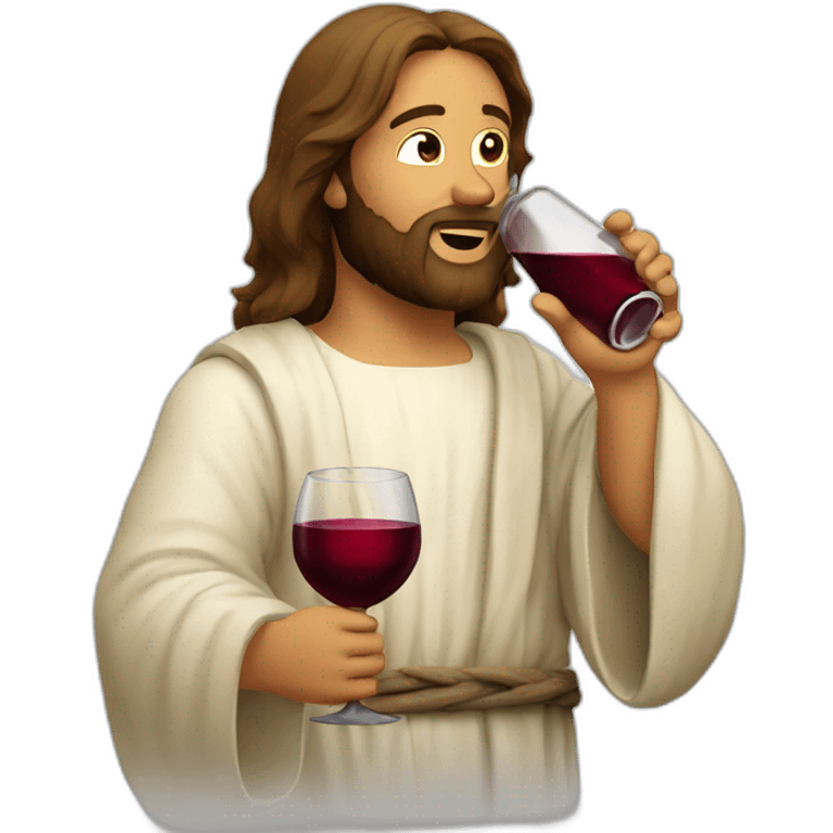 Jesus drinking a bottle of wine emoji