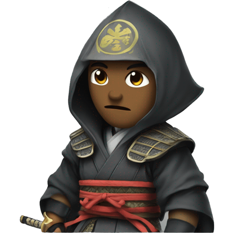 A samurai wearing a hoodie emoji