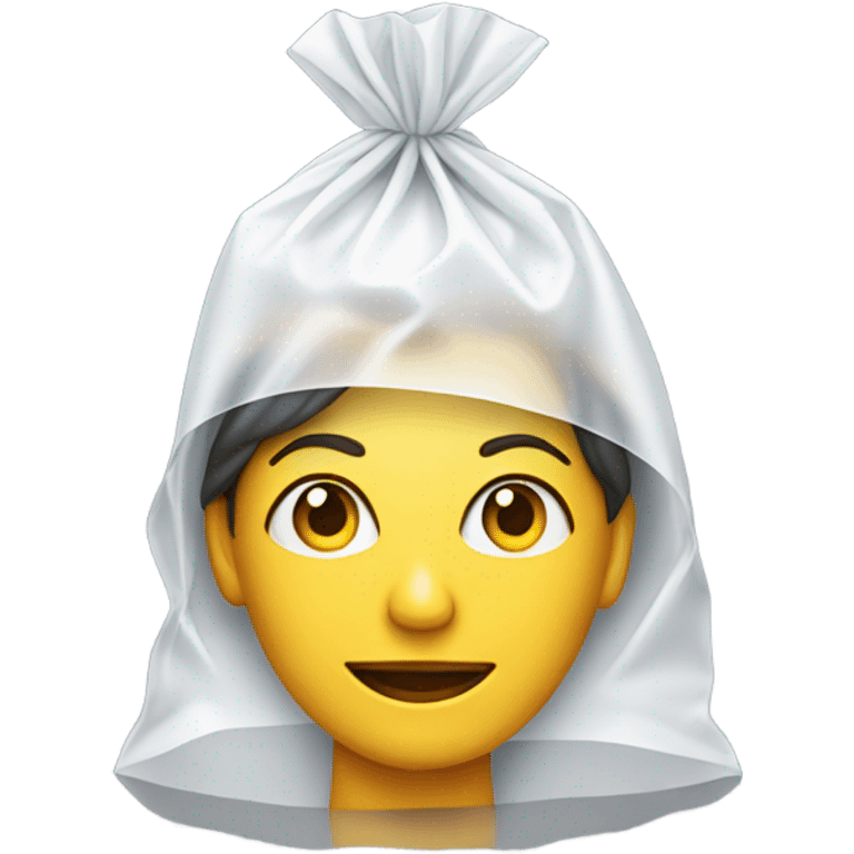 womanhead with white plastic bag on hea emoji