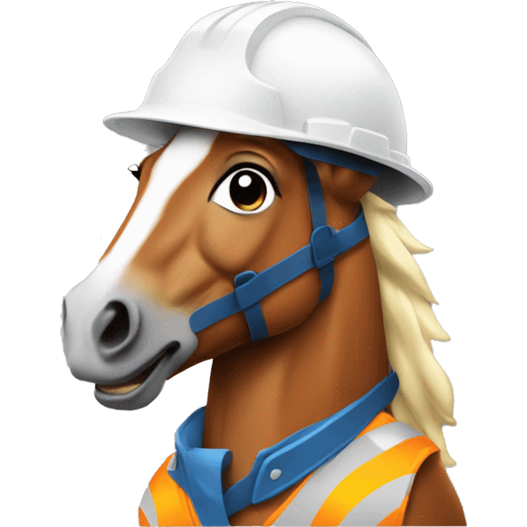 horse wearing a construction helmet emoji