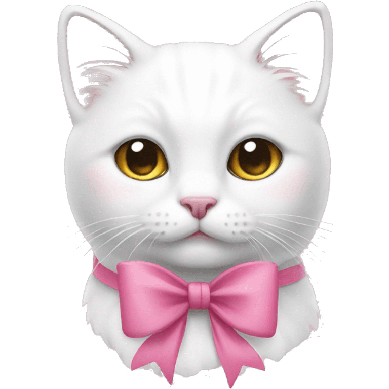 white cat with pink bow emoji