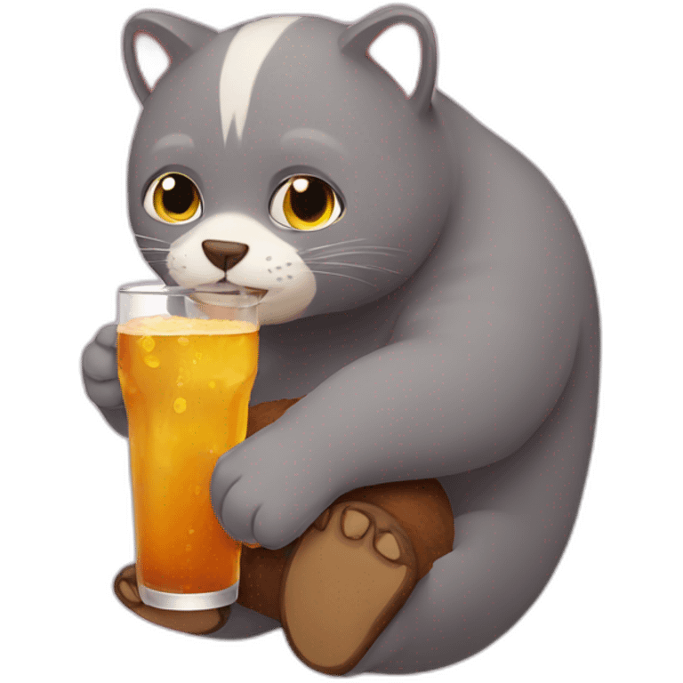 cat drinking bear emoji