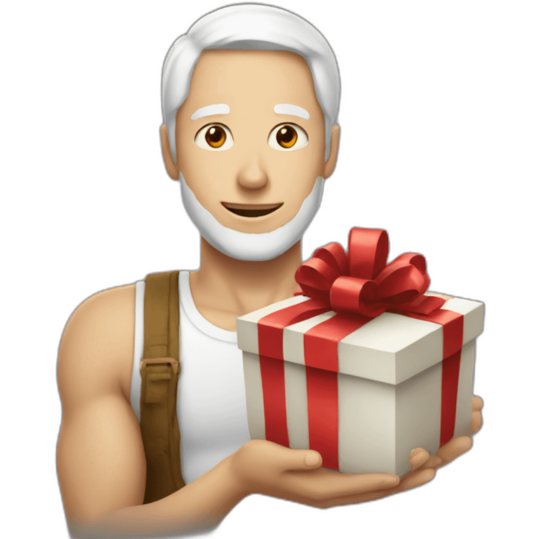 man white skin giving gift emoji