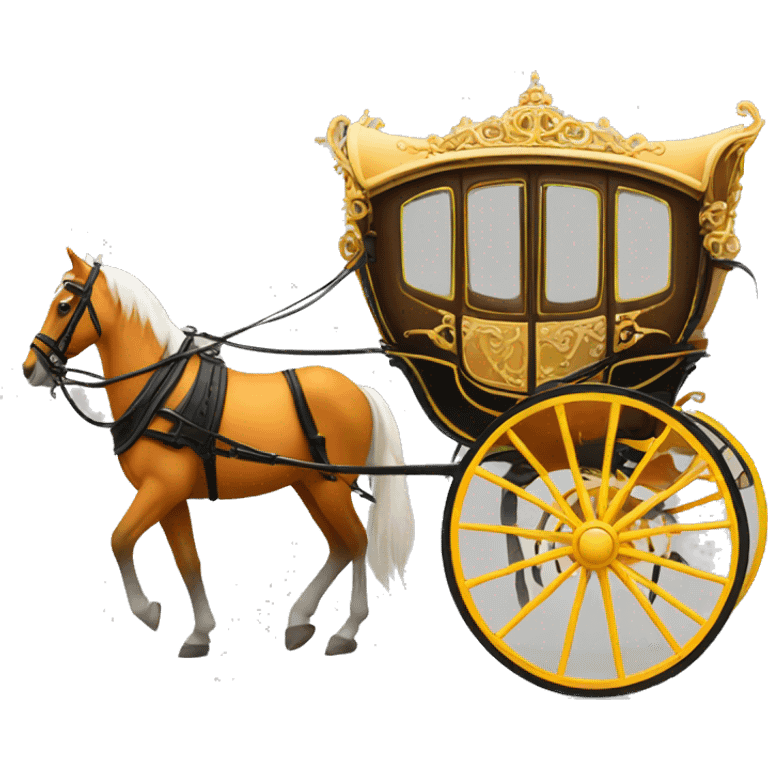 horse carriage in yellow-orange color emoji