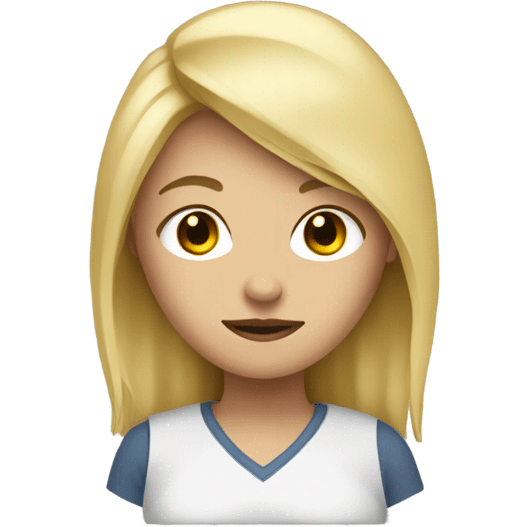 Create me a defensive emoji featuring a blonde girl emoji