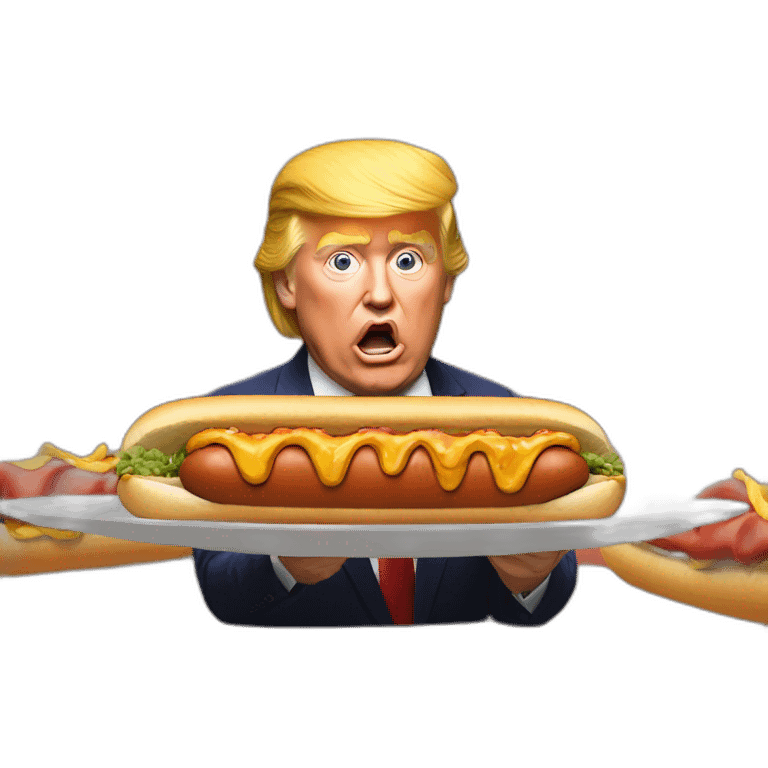 Donald trump eating a giant hotdog emoji