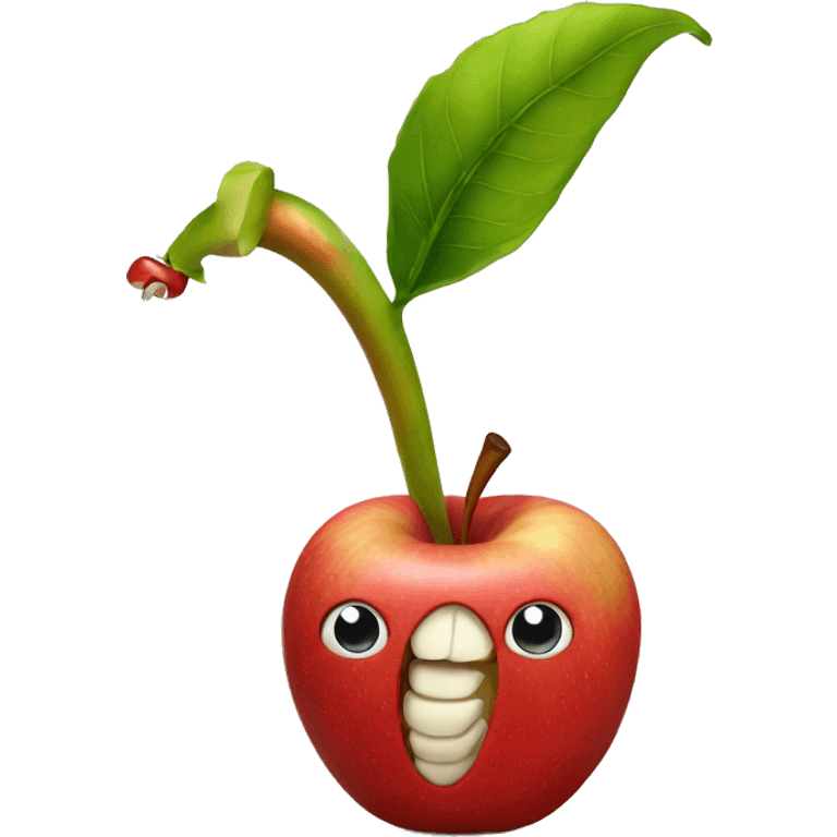 Apple with a worm emoji