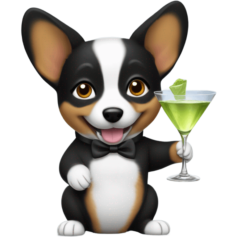 Black corgi drinking a martini  emoji