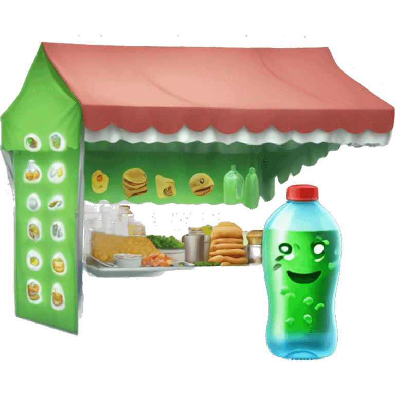 bacteria in bottle and food stall emoji