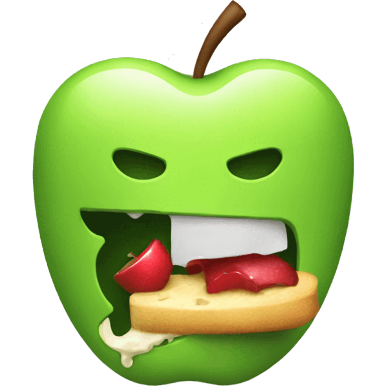 android robot eating ios apple emoji