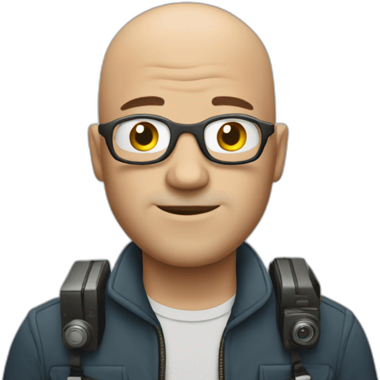 bald man with camera emoji