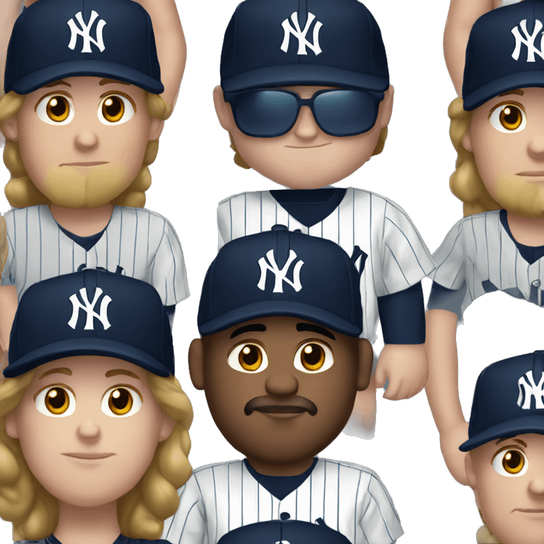 White fat man wears a jersey and cap of New York Yankees  emoji