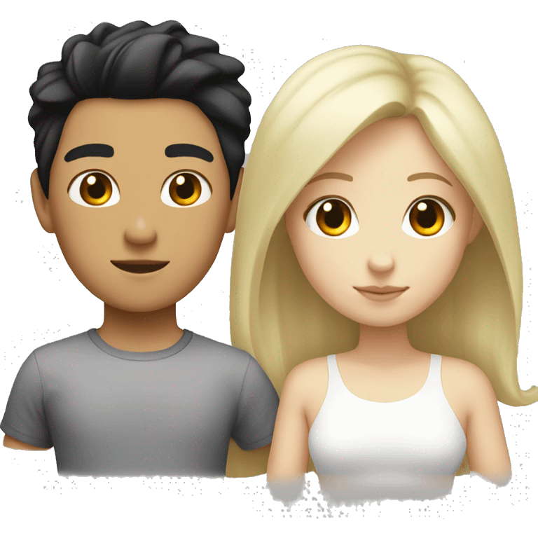 Asian boy with black hair and white girl with blonde hair emoji