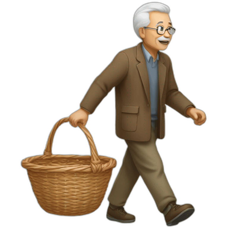 Grand father walking with a basket emoji