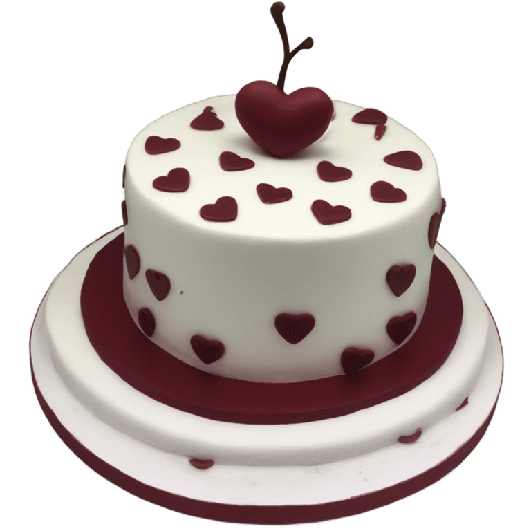 Cherry vintage trendy burgundy and white heart cake 1 layer  emoji