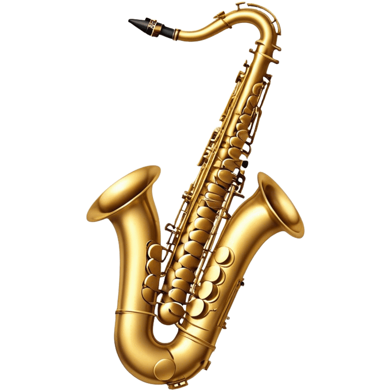 Cinematic Realistic Saxophone, smooth, curving brass body with a golden finish, soft reflections of warm light catching the details, a player’s fingers carefully pressing the keys, glowing with a jazzy, atmospheric charm. emoji