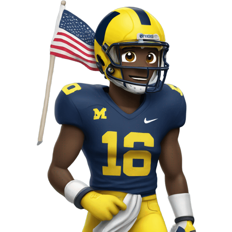 Michigan player with a flag  emoji