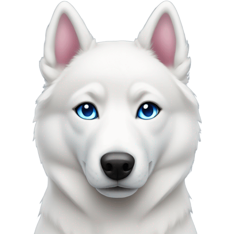 White husky with  bright pink nose nose and blue eyes emoji