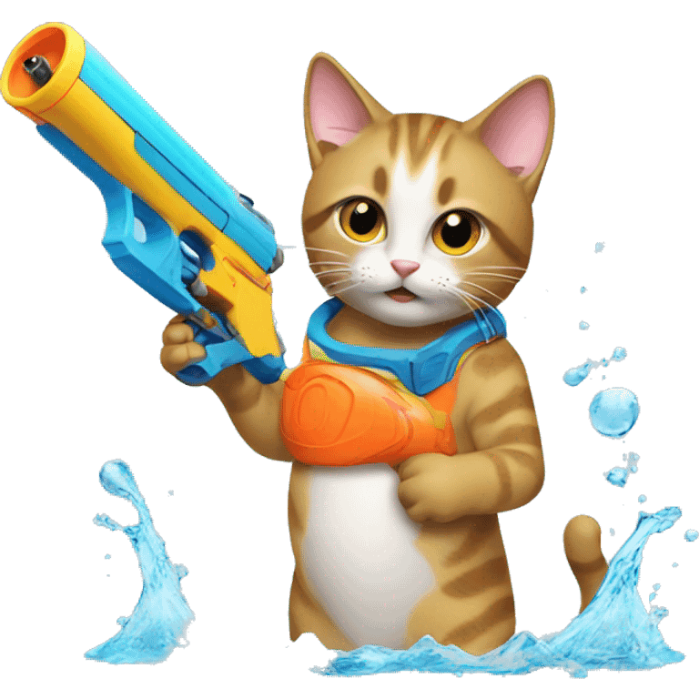 cat with water gun emoji