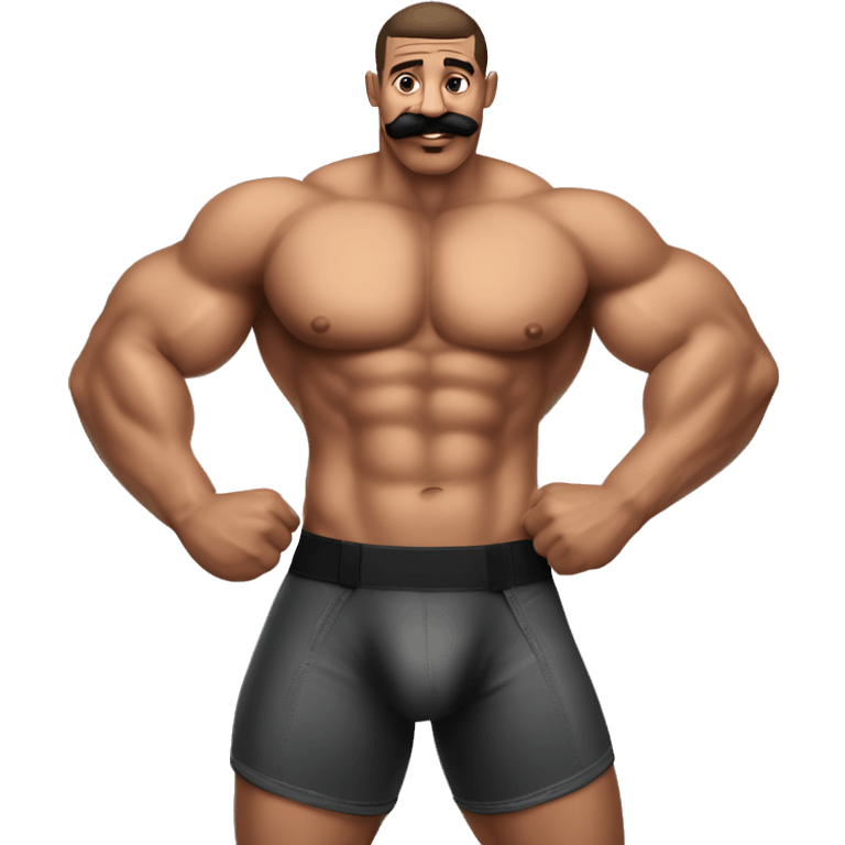 gay bodybuilder with mustache in jockstrap underwear realistic emoji