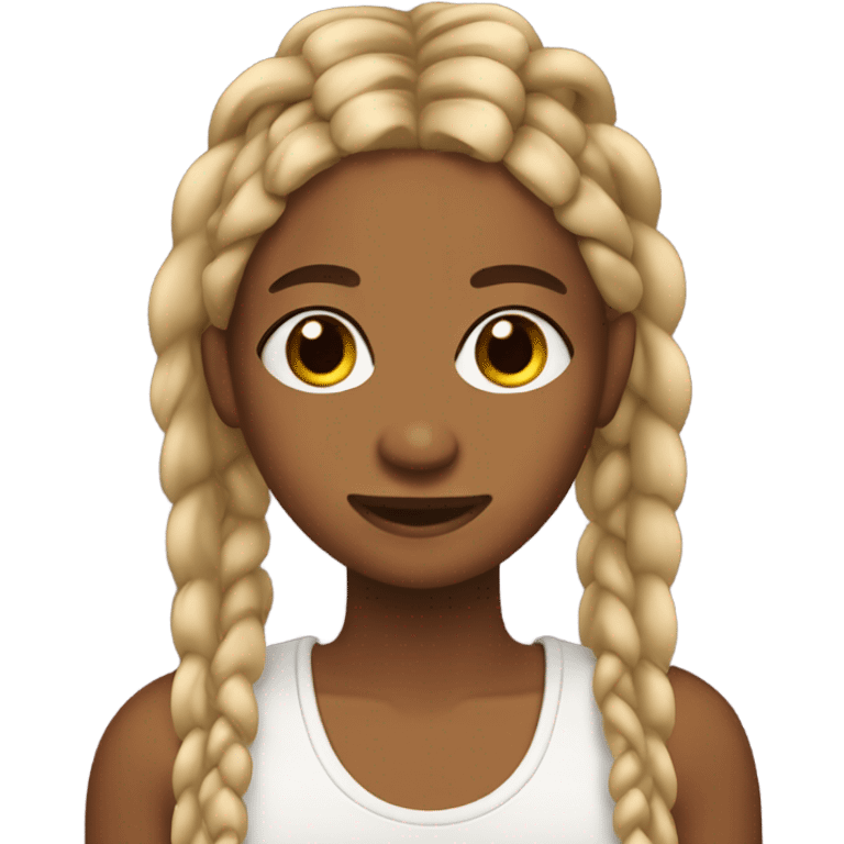 Brown skin with blonde knotless braids and braces and acne emoji