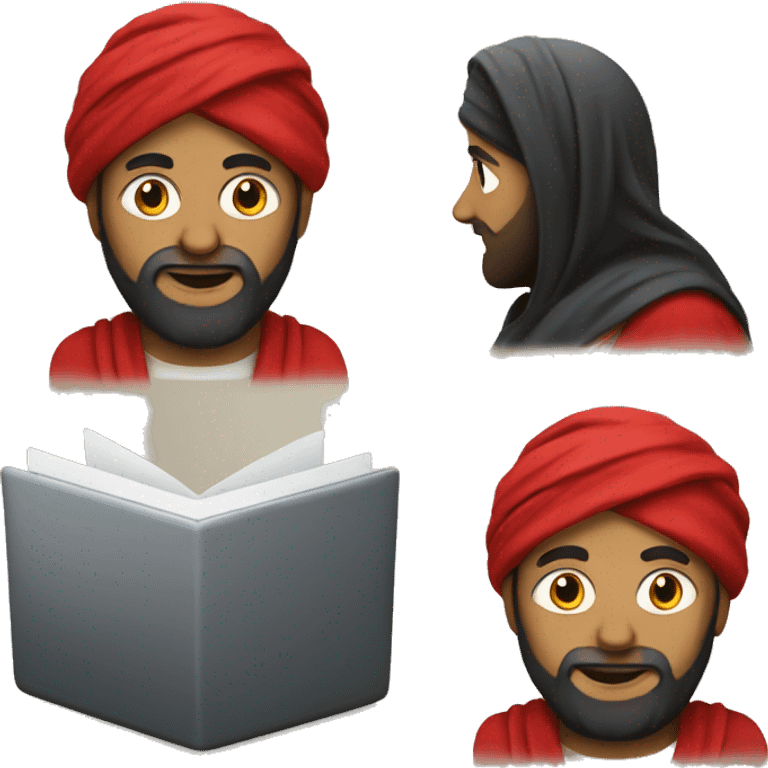 A caliph with turban and red clothes and a laptop emoji