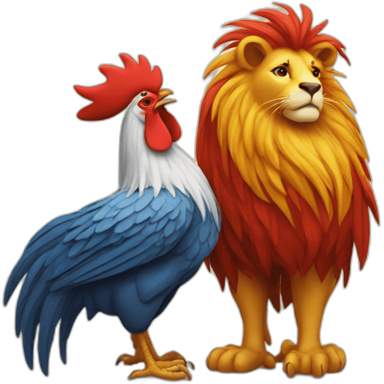 Rooster and lion in love emoji