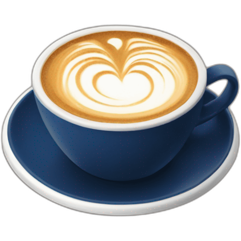 Flat white coffee with latte art in a dark blue cup emoji