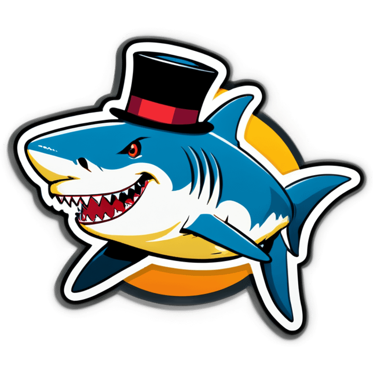 Shark with a top hat emoji